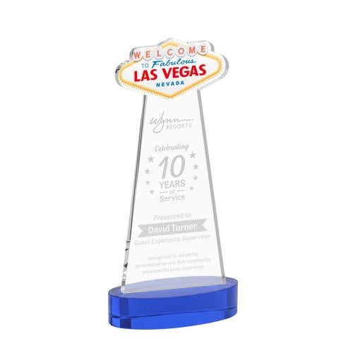 Corporate Awards - Crystal Awards - Las Vegas Blue on Alberton Base Abstract / Misc Crystal Award