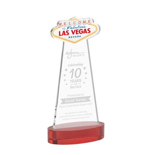 Corporate Awards - Crystal Awards - Las Vegas Red on Alberton Base Abstract / Misc Crystal Award