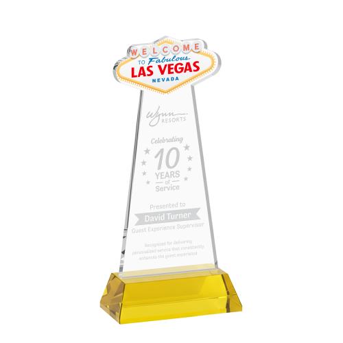 Corporate Awards - Crystal Awards - Las Vegas Gold on Hartford Base Abstract / Misc Crystal Award