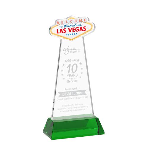 Corporate Awards - Crystal Awards - Las Vegas Green on Hartford Base Abstract / Misc Crystal Award