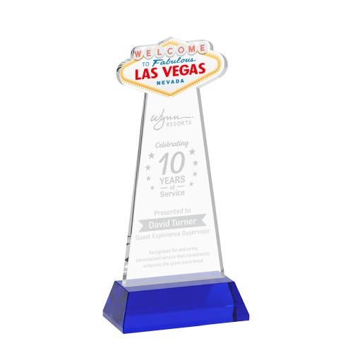 Corporate Awards - Crystal Awards - Las Vegas Blue on Hartford Base Abstract / Misc Crystal Award