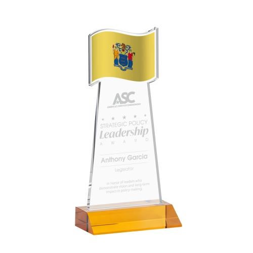 Corporate Awards - Crystal Awards - Flag Amber Abstract / Misc Crystal Award