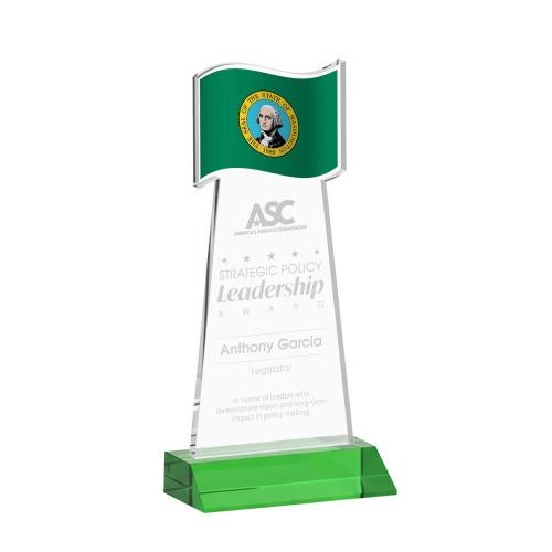 Corporate Awards - Crystal Awards - Flag Green Abstract / Misc Crystal Award