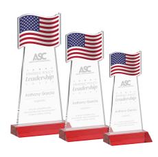 Flag Red Abstract / Misc Crystal Award - Service Awards