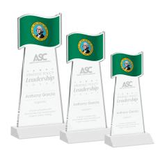 Flag White Abstract / Misc Crystal Award - Service Awards
