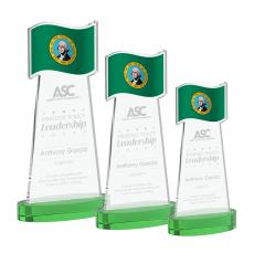 Flag Green on Alberton Base Abstract / Misc Crystal Award - Newest Additions