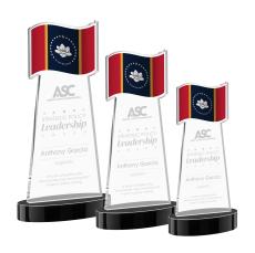 Flag Black on Alberton Base Abstract / Misc Crystal Award - Newest Additions