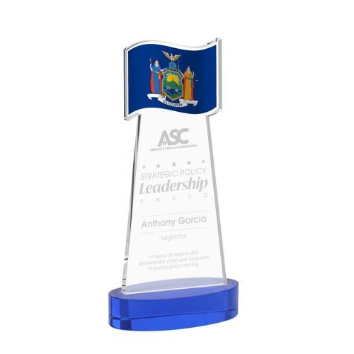 Corporate Awards - Crystal Awards - Flag Blue on Alberton Base Abstract / Misc Crystal Award