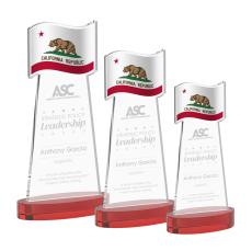 Flag Red on Alberton Base Abstract / Misc Crystal Award - Red Crystal Awards