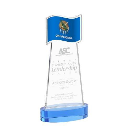 Corporate Awards - Crystal Awards - Flag Sky Blue on Alberton Base Abstract / Misc Crystal Award