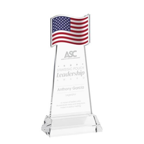 Corporate Awards - Crystal Awards - Flag Clear on Hartford Base Abstract / Misc Crystal Award