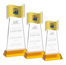 Flag Amber on Hartford Base Abstract / Misc Crystal Award - Glass Awards