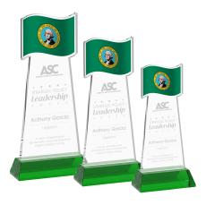 Flag Green on Hartford Base Abstract / Misc Crystal Award - Glass Awards