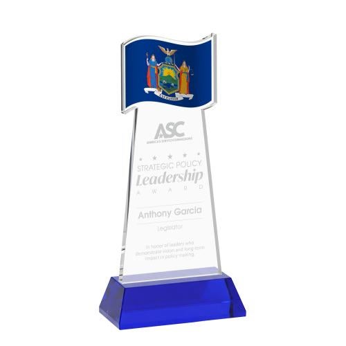 Corporate Awards - Crystal Awards - Flag Blue on Hartford Base Abstract / Misc Crystal Award