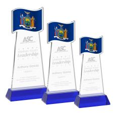 Flag Blue on Hartford Base Abstract / Misc Crystal Award - Glass Awards