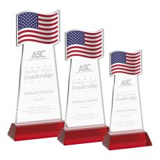 Flag Red on Hartford Base Abstract / Misc Crystal Award - Colored Crystal