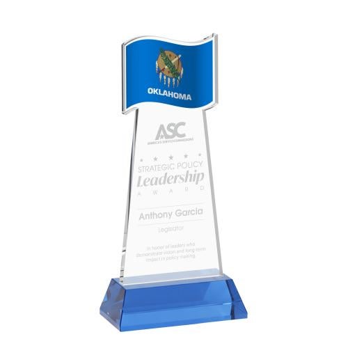 Corporate Awards - Crystal Awards - Flag Sky Blue on Hartford Base Abstract / Misc Crystal Award