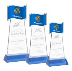 Flag Sky Blue on Hartford Base Abstract / Misc Crystal Award - Service Awards