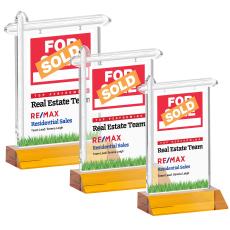 Real Estate Full Color Amber Abstract / Misc Crystal Award - Colored Crystal