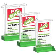 Real Estate Full Color Green Abstract / Misc Crystal Award - Colored Crystal