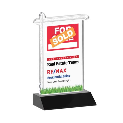 Corporate Awards - Crystal Awards - Real Estate Full Color Black Abstract / Misc Crystal Award