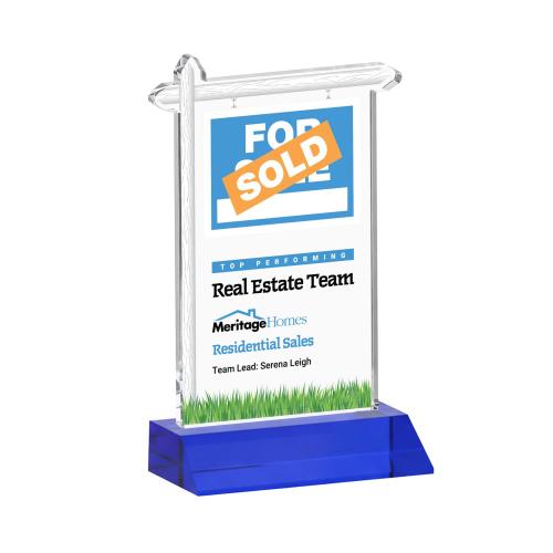 Corporate Awards - Crystal Awards - Real Estate Full Color Blue Abstract / Misc Crystal Award
