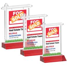 Real Estate Full Color Red Abstract / Misc Crystal Award - Colored Crystal