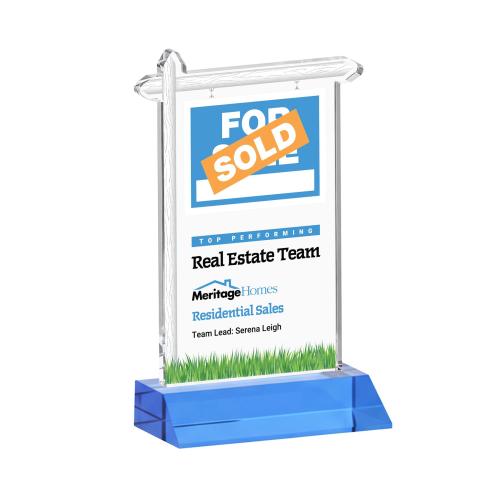 Corporate Awards - Crystal Awards - Real Estate Full Color Sky Blue Abstract / Misc Crystal Award