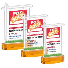 Real Estate Full Color Amber on Alberton Base Abstract / Misc Crystal Award - Glass Awards