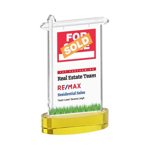 Corporate Awards - Crystal Awards - Real Estate Full Color Gold on Alberton Base Abstract / Misc Crystal Award