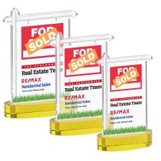 Real Estate Full Color Gold on Alberton Base Abstract / Misc Crystal Award - Corporate Awards