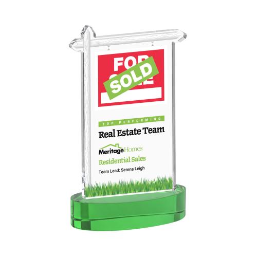 Corporate Awards - Crystal Awards - Real Estate Full Color Green on Alberton Base Abstract / Misc Crystal Award