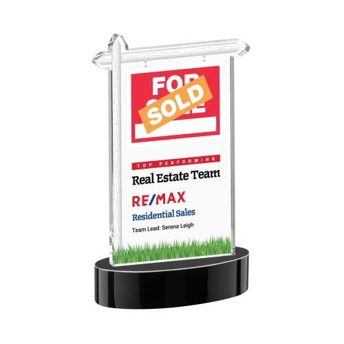 Corporate Awards - Crystal Awards - Real Estate Full Color Black on Alberton Base Abstract / Misc Crystal Award