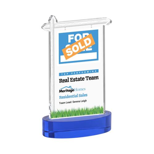 Corporate Awards - Crystal Awards - Real Estate Full Color Blue on Alberton Base Abstract / Misc Crystal Award