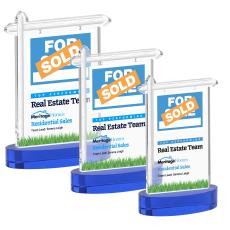 Real Estate Full Color Blue on Alberton Base Abstract / Misc Crystal Award - Glass Awards