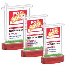 Real Estate Full Color Red on Alberton Base Abstract / Misc Crystal Award - Glass Awards