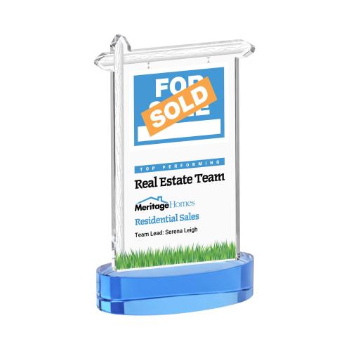 Corporate Awards - Crystal Awards - Real Estate Full Color Sky Blue on Alberton Base Abstract / Misc Crystal Award