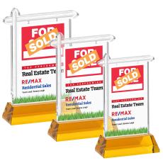 Real Estate Full Color Amber on Hartford Base Abstract / Misc Crystal Award - Crystal Awards