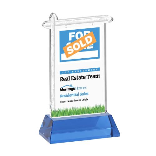 Corporate Awards - Crystal Awards - Real Estate Full Color Sky Blue on Hartford Base Abstract / Misc Crystal Award