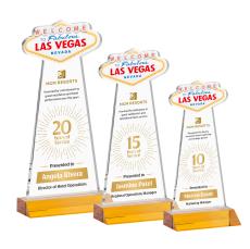 Las Vegas Full Color Amber Abstract / Misc Crystal Award - Crystal Awards
