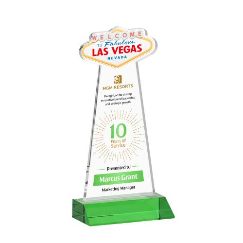 Corporate Awards - Crystal Awards - Las Vegas Full Color Green Abstract / Misc Crystal Award