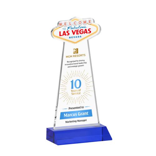 Corporate Awards - Crystal Awards - Las Vegas Full Color Blue Abstract / Misc Crystal Award