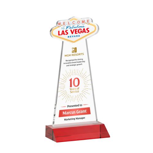 Corporate Awards - Crystal Awards - Las Vegas Full Color Red Abstract / Misc Crystal Award