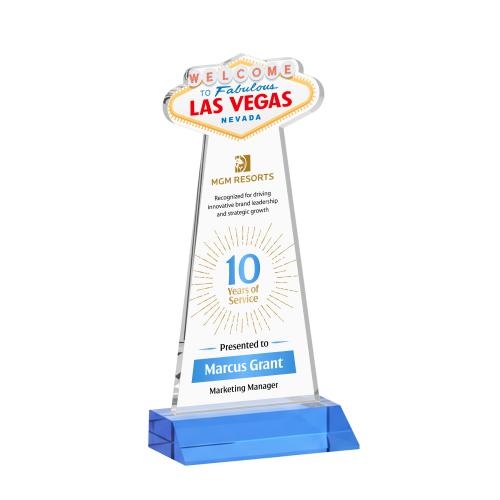 Corporate Awards - Crystal Awards - Las Vegas Full Color Sky Blue Abstract / Misc Crystal Award