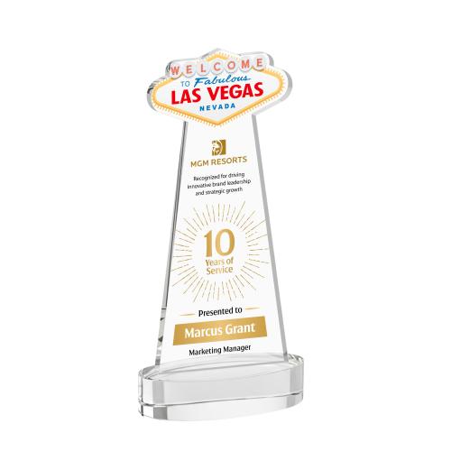 Corporate Awards - Crystal Awards - Las Vegas Full Color Clear on Alberton Base Abstract / Misc Crystal Award
