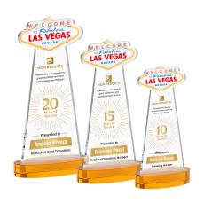 Las Vegas Full Color Amber on Alberton Base Abstract / Misc Crystal Award - Crystal Awards