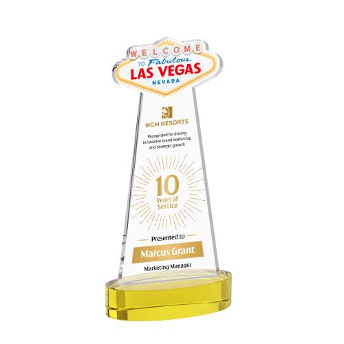 Corporate Awards - Crystal Awards - Las Vegas Full Color Gold on Alberton Base Abstract / Misc Crystal Award