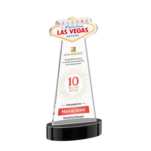 Corporate Awards - Crystal Awards - Las Vegas Full Color Black on Alberton Base Abstract / Misc Crystal Award