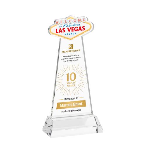 Corporate Awards - Crystal Awards - Las Vegas Full Color Clear on Hartford Base Abstract / Misc Crystal Award