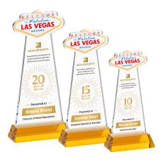 Las Vegas Full Color Amber on Hartford Base Abstract / Misc Crystal Award - Full Color Awards